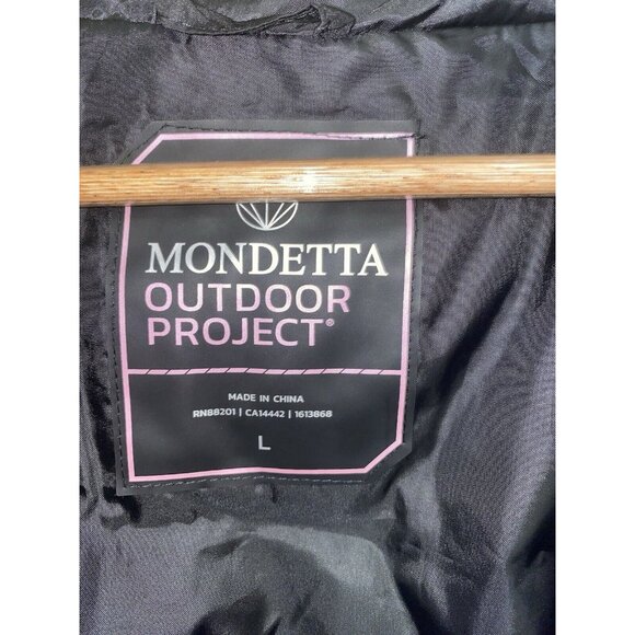 Mondetta Outdoor Project Mid-Length Down Puffer Hooded Jacket Black Women Large - Picture 7 of 9